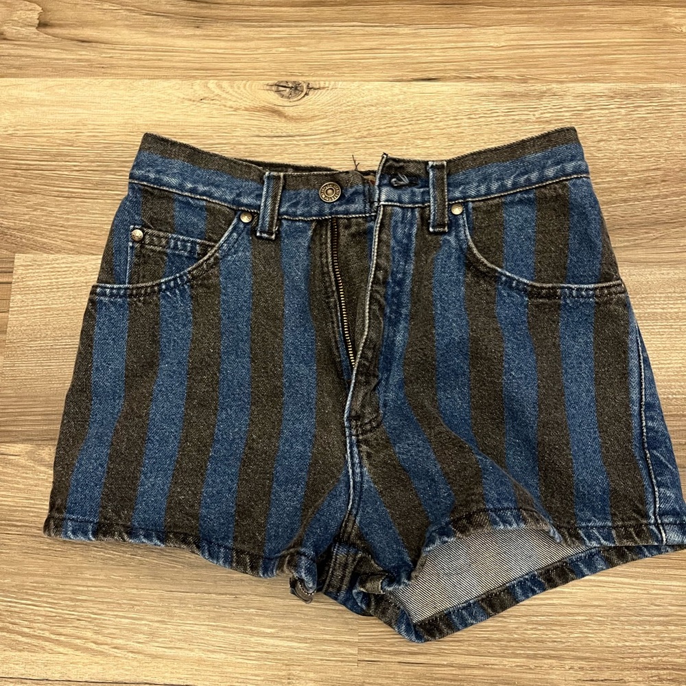 Levi's Blue and Black Striped Jean Shorts